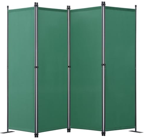 Angel Living Biombo Separador de 4 Paneles, Decoración Elegante, Separador de Ambientes Plegable, Divisor de Habitaciones, 224X165 cm (Verde)