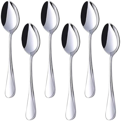 HANSGO Stainless Steel Teaspoons, 6-Piece Coffee & Dessert Spoons Set, 6.7 Inch Small Spoons for Tea, Sugar, Yogurt & Ice Cream, Mirror Polished, Dishwasher Safe
