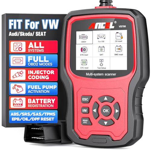 ANCEL VD700Pro Lettore di Codice OBD2 Diagnosi dell'Intero Sistema con 8 Caratteristiche Speciali per Veicoli VAG Scanner OBD Reset Cambio Olio TPMS EPB TPS Codifica di Iniettore SAS FAP Rigenerazione
