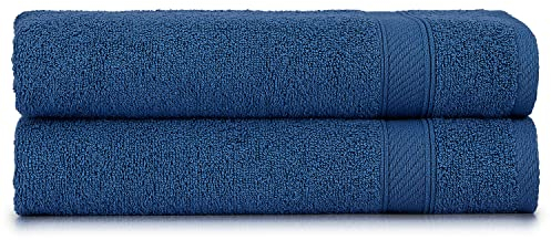 nottoc Badetücher Set Blau Dunkleblau 2 er Pack Baumwolle 70x140 cm, sehr saugfähig, weiches Gefühl Duschtücher, große Duschtuch, Weich Badehantuch