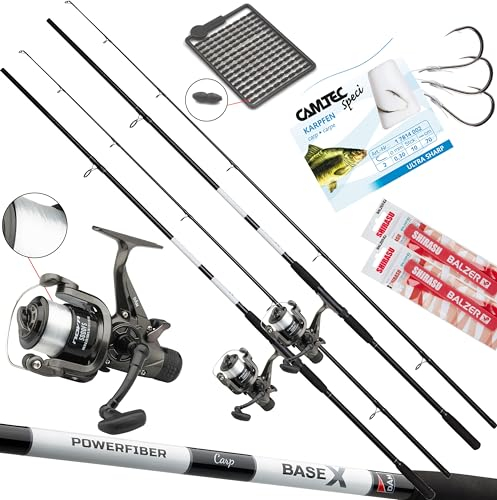 Fischzeux Angelset Karpfen komplett CarpFX - Karpfenset 2 Ruten 2 Freilaufrollen 3,00m