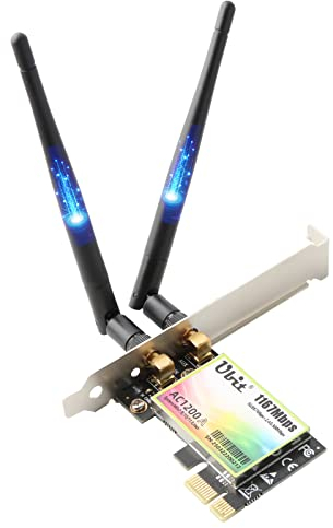 Ubit 11AC1200A Tarjeta inalámbrica PCIe, hasta 1200 Mbit/s, Tarjeta adaptadora inalámbrica WLAN de Doble Banda, Tarjeta PCIe WiFi para Juegos de Escritorio/PC