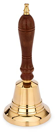 NKlaus Maritim Tischglocke aus Messing mit Holzgriff 18cm hoch Tischklingel Handglocke 11579