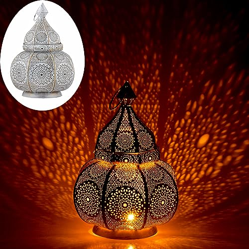 Marrakech - Lampada e lanterna in metallo, 30 cm, colore: Bianco