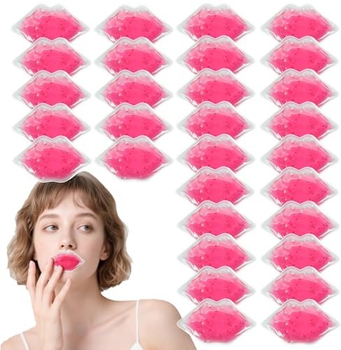 Lip Masks, Lip Shape Gel Ice Pack, Gel Ice Pack for Lip Filler After Care, Reusable Hot Compress, Lip Care Pad for Reduce Swelling(30 pcs)