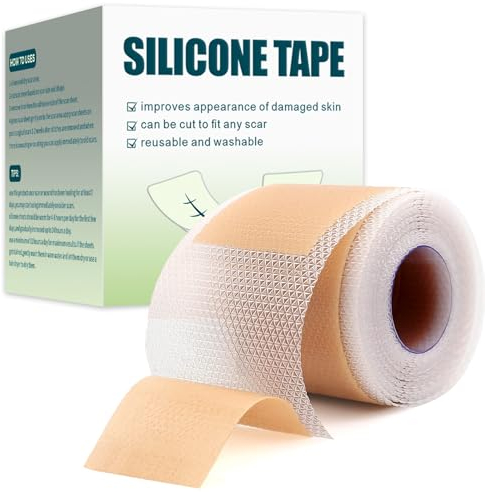 Silicone Scar Sheets, Medical Grade Silicone Scar Tape, Reusable Scar Removal Sheets, Long Scar Treatment Strips for Surgical Scars, Healing Keloid, C-Section, Tummy Tuck, Acne (1.6” x 60” Roll)