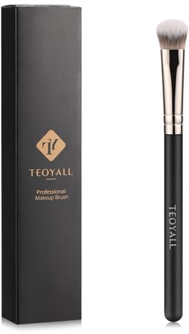 TEOYALL Concealer-Pinsel für die Augenpartie, kleine, flach abgewinkelte synthetische Borsten, makellose Abdeckung, Multitasking-Pinsel mit flüssiger Crème