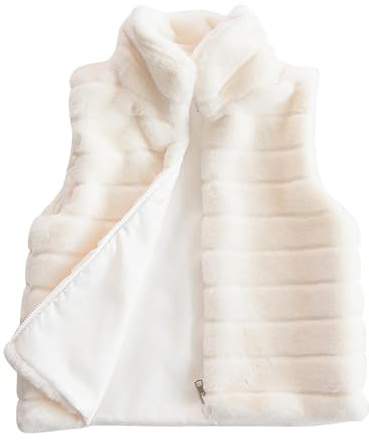 Gilet court en fausse fourrure pour femme, léger, sans manches, pour l'hiver, chaud, fausse fourrure hivernale, en fausse fourrure, grandes tailles, gilet en fausse fourrure, Blanc, S