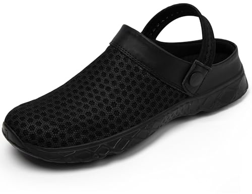 SAGUARO Unisex sommar träskor andas platta tofflor nät tofflor muffin drag pantolett utomhus strandskor halkfria ihåliga sandaler