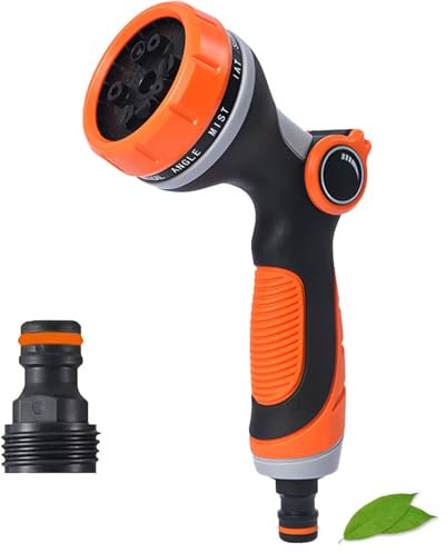 Garden Hose Spray Gun,Hose Pipe Spray Gun with 10 Adjustable Patterns Nozzles,High Pressure Hose Gun Pressure for Lawn Garden Watering Equipment,Car,Cat Dog Pet Bathing (Orange)