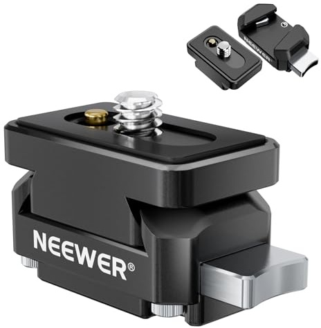 NEEWER Cámara Acción Placa Liberación Rápida Mount Compatible con Insta 360 x4 x5, Kit Accesorios Adaptador QR para Trípode Aluminio con Orificio Rosca 1/4 para Grabación Video Cine, CA139