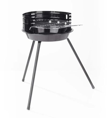 Mobiler Holzkohle Rundgrill Ø 30 cm mit Windschutz Holzkohlegrill Ideal für 2 bis 3 Personen BBQ Grill