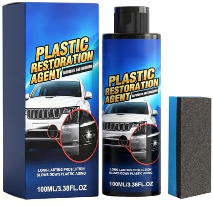 Ripristinante Per Plastiche E Trim Auto - 100 ml Agente Riparatore Per Finiture Veicolo - con spugna ripristinatore esterno auto,per lucidatura di dettaglio cruscotto pannello porta interno esterno
