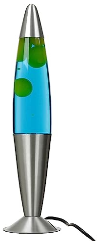 Lavalampe Blau Gelb, Silber, Lava Lampe, Stimmungslampe, Wohnzimmer, 42 cm hoch, G9, Leuchtmittel inklusive, entspannend, beruhigend, Moderne Lavalampe JENNY