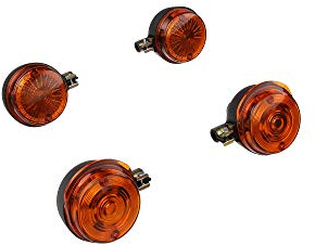 MZA Set: 4 Blinker rund in Schwarz mit orangenem Glas - Simson S50, S51, S70, SR50, SR80, MZ ETZ, TS