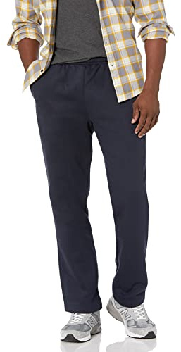 Amazon Essentials Pantaloni Sportivi in Pile con Fondo Aperto (Disponibili in Taglie Extra Forti) Uomo, Blu Marino, XXL