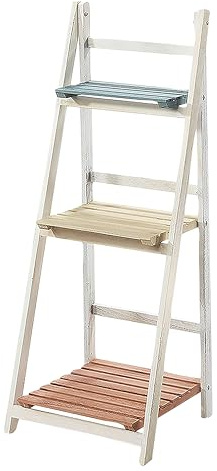 Kobolo Leiterregal Vintage in zarten Pastellfarben und Used-Look mit 3 Böden
