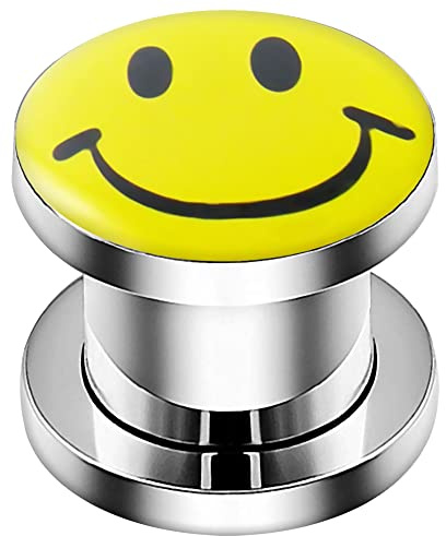 AZARIO LONDON 4 Gauge - 5MM Smiley Face Logo 316L Surgical Steel Gauge Flesh Tunnel Body Jewellery - Sold by Piece