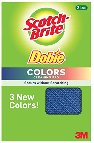 Scotch-Brite Dobie Lot de 3 tampons à récurer Multifonctions pour Cuisine, Salle de Bain et Maison (Bleu, Vert, Rouge)