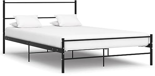 vidaXL Bettgestell Bett Metallbett Schlafzimmerbett Doppelbett Bettrahmen Schlafzimmermöbel Ehebett Lattenrost Schwarz Metall 160x200cm