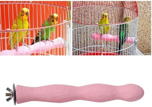 Fågelleksak, Sittpinne för Papegojor och Undulater, Träställning, 19cm