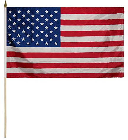 Trade Winds Wholesale Lot of 6 USA American 50 Star 12x18 12x18 100D Woven Polyester Nylon Stick Flag 30 Wooden Staff
