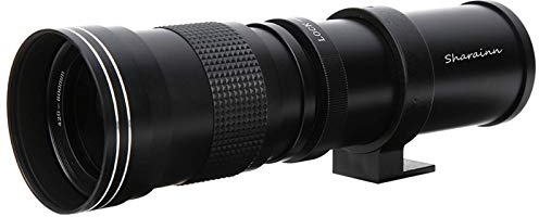 Lente telescópica, 420‑800 mm F8.3‑16 Lente con Zoom de Enfoque Manual con teleconvertidor 2X para cámara con Montura F Cuerpo de Aluminio, Lente con Zoom telefoto(Negro)