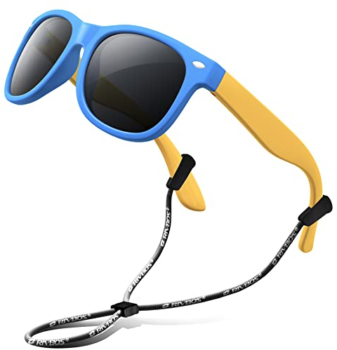 RIVBOS Kinder polarisierte Sonnenbrille mit Riemen Brillengläser Schattierungen für Jungen Mädchen und Kinder RBK004