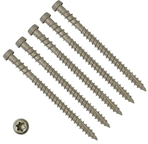 TERF® Decking Screws 5.0mm X 50mm Star Torx Reduce Pan Head Grey Finish Anti Corrosion Screws 5.0mm X 50mm For Timber Decking Fence Floorboard Hard and Softwood - Pack of 20