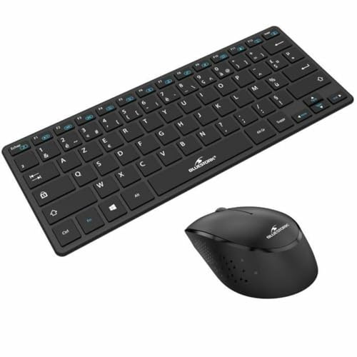 Bluestork - Pack Mini - Pack Clavier & Souris sans Fil Compact - Wireless avec Smart Dongle 2.4Ghz - Design Ultra Slim - Ergonomique - Compatible sur Windows - AZERTY Noir