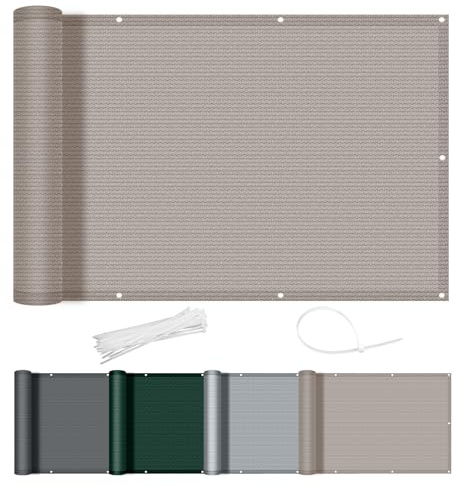 AXT SHADE Pantalla Privacidad Balcón 90x500cm HDPE Ocultacion Balcon Protección Viento y Los Rayos UV con Ataduras de Cables para Exterior Terraza-Gris Pardo