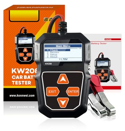 DEWIN KW208 Autobatterietester, Kfz-Batterieladetester 12 V digitaler Batterieanalysator 100 bis 2000 CCA Motorrad-Auto-Analysator Auto-Ladetest-Tool