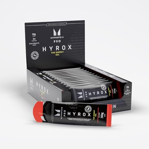 Myprotein Pro x Hyrox The Energy Gel | 30 g di carboidrati con elettroliti e vitamine del gruppo B contro la fatica, gusto lampone, energia e resistenza per allenamenti ad alta intensità, 20 x 70 g