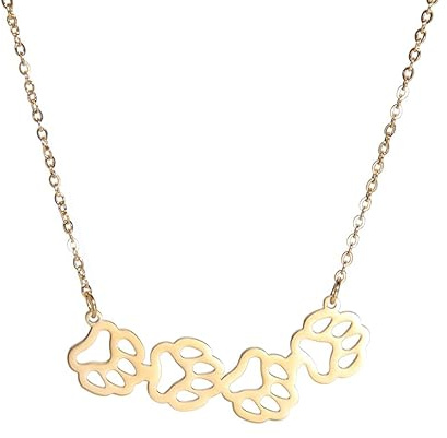 UNIFT Tassavtryck halsband för kvinnor flickor rostfritt stål urholkat läckert elegant hund katt tassavtryck hänge halsband djursmycken för djurälskare, En storlek, Rostfritt stål, Ingen ädelsten
