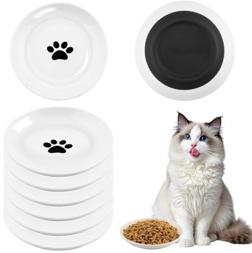 Foydream 6 Stück Futternapf Katze, Katzennapf Keramik Katzenfutter Napf mit Rutschfestem Silikonboden, Fressnapf Katze für Katzen Kätzchen Hunde