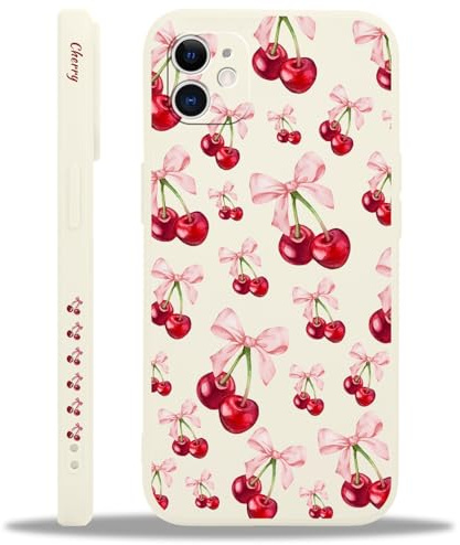 Yoedge Handyhülle für iPhone 12 Mini Hülle, Aesthetic Blumen Schleifen Pink Muster Niedlich Design Mädchen Frauen Cover, Silikon Stoßfest Case Kratzfest Schutzhülle für iPhone 12 Mini 5,4,Kirsche