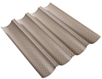 HOMOBABE Bandeja De Horno Para Pan Francés Con Ranuras Antiadherente Resistente Altas Temperaturas Molde Multiusos Para Hornear Baguettes Pan Integral y Hot Dogs Casa