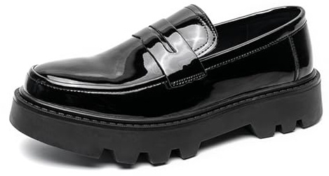 LMUIPMAA Chaussures De Conduite Décontractées pour Hommes en Cuir Verni Mocassins Smoking Formel Chaussures De Fête d'affaires,Noir,42 EU