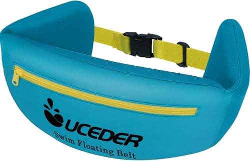 UCEDER Swim Flotation Belt for Child, Adjustable Swim Belt with Zippered Pocket & Quick Release Buckle,3-Section EPE Swimming Buoyancy Belt,Ideal for Water Aerobics, Pool Training, Aqua Jogging(S)
