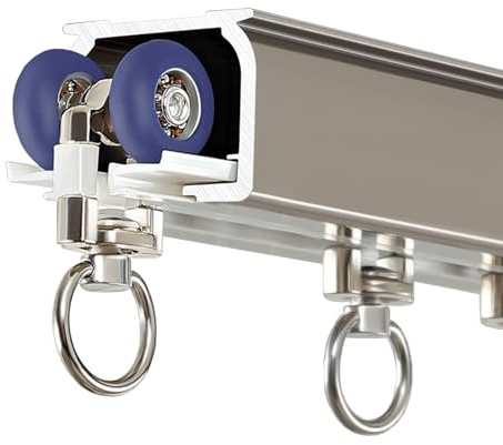 Binario per tende in alluminio, 1,0 m, con rulli silenziosi, sistema di binari per tende a montaggio a soffitto o a parete, per camera da letto, camper, doccia, ufficio, champagne
