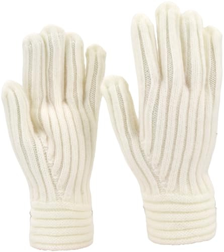 styleBREAKER Stickhandskar för kvinnor med ribbmönster | mjuka enfärgade finstickade handskar | elastiska, bekväma och varma | finns i många färger, kräm, One size