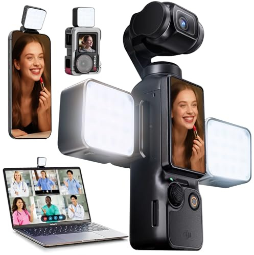 Luz magnética para selfie DJI Osmo Pocket 3 Creator Combo, mini luz LED recargable de llenado de video, 3 modos de color/brillo ajustable para grabación de vlogs de bolsillo, 3 selfies, maquillaje