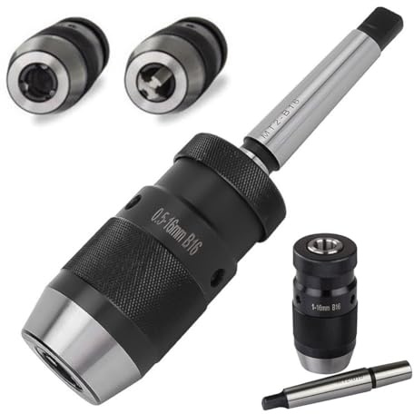 Lecreatekit Portabrocas autoajustable B16, capacidad de 1-16 mm, mandril cónico MK2 para torno y máquinas herramientas CNC