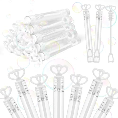 SULOLI 24pcs Bulles de Savon Mariage Mini Tubes de Bulles de Savon Blanc | Bâtons à Bulles Jouets à Bulles pour Anniversaire Mariage Halloween Noël et Jeux Exterieur