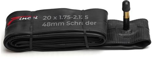 Fincci Camera d'aria 20 x 1.75-2.125 Pollici - Valvola Schrader 48 mm per MTB, BMX, Fuori Strada o Bambini Bici - Dimensioni Compatibili Camere daria: 1.75/1.95/2.0/2.1/2.125