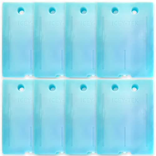 Icey-Tek - Large Gel Ice Packs - Reusable Cooler Packs + Commercial Grade Cooling Solution for Cool Boxes and Cooler Bags - Freezer Packs - Pack of 8