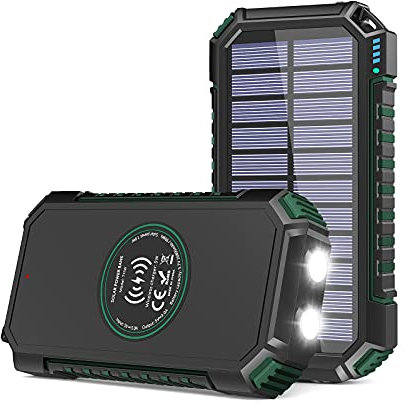 Hiluckey Wireless Solar Powerbank 26800mAh: Solar Ladegerät USB C Externer Akku mit 4 Outputs, Wasserdichtes Power Bank für Smartphones, Tablets und mehr