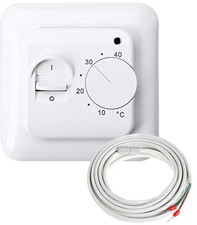 RANRAO Thermostat électrique pour chauffage au sol 16 A + capteur de sol Blanc