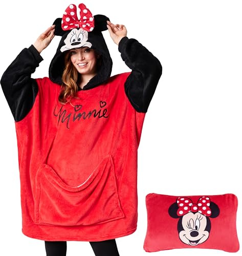 Disney Sweats à Capuche Femme, Sweatshirt en Polaire, Taille Unique (Rouge Minnie)