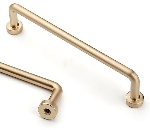 Amerdeco 10 Pièces Poignee de Meuble Cuisine Laiton brossé 160mm Alliage de zinc Or Poignées Meubles avec Vis, pour Bureaux, Tiroirs, Armoires, Placard UK0052…